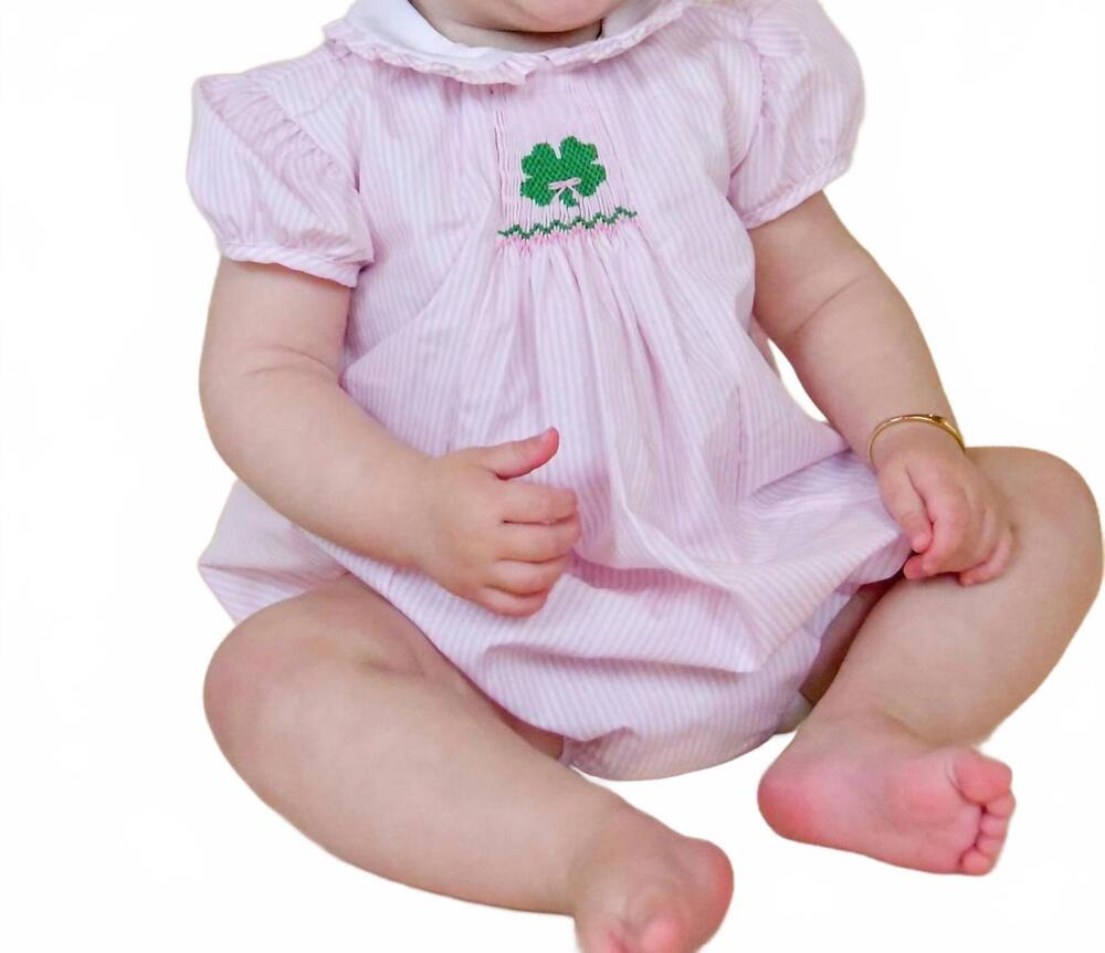 NEW KREWE girls ellen smocked clover bubble in pink